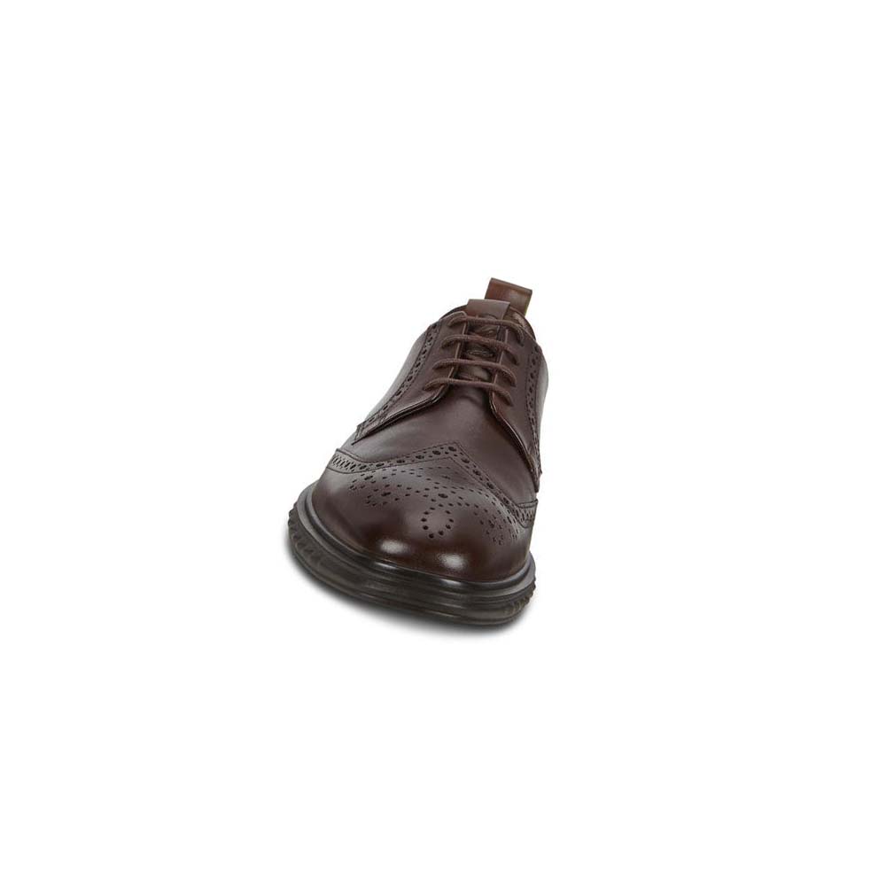 Men's Ecco St.1 Hybrid Lite Wingtip Brogue Dress Shoes Brown | Canada 530EBC